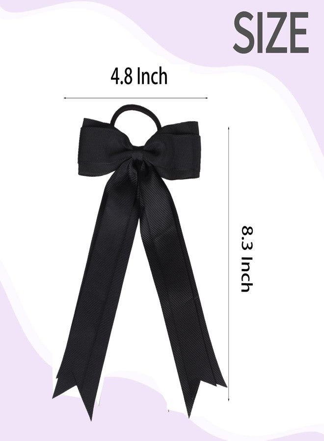 Hipcheer 16pcs Collegiate Style Cheer hair Bows for Girls, Long Tail Skinny Cheer Bow Ponytail Holder Handmade Bows for Girls Teens Softball Cheerleader Sports (Black) - Image 5